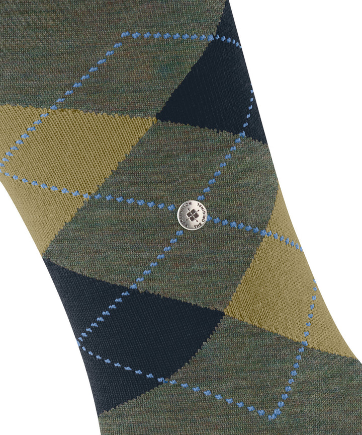 Burlington Edinburgh Melange Heren Sokken – Groen-71% wol, 29% polyamide-HEREN ONDERMODE-Groen