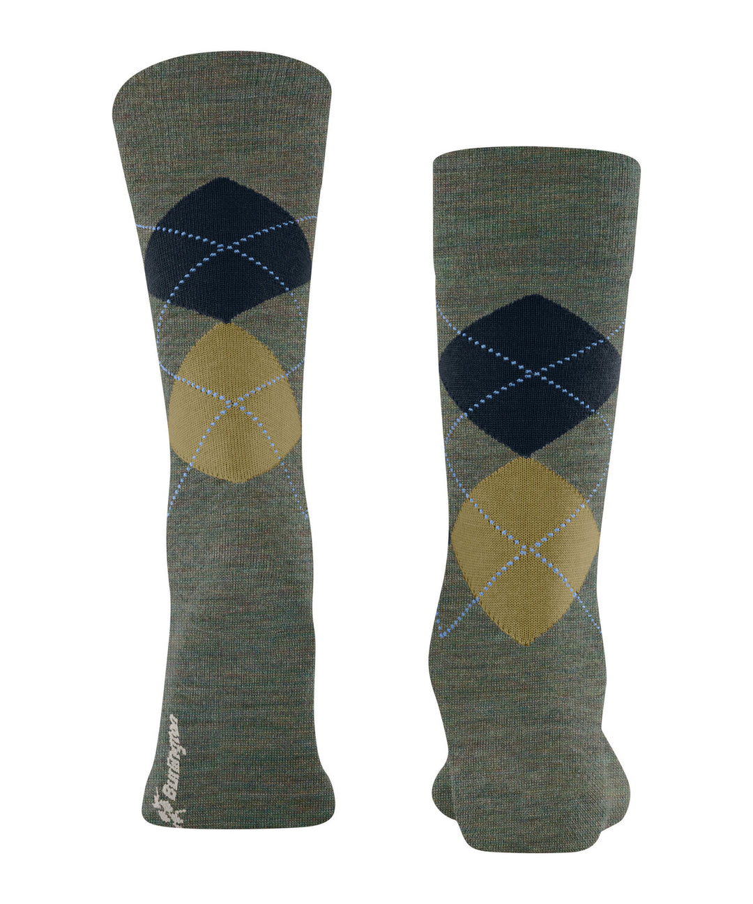 Burlington Edinburgh Melange Heren Sokken – Groen-71% wol, 29% polyamide-HEREN ONDERMODE-Groen