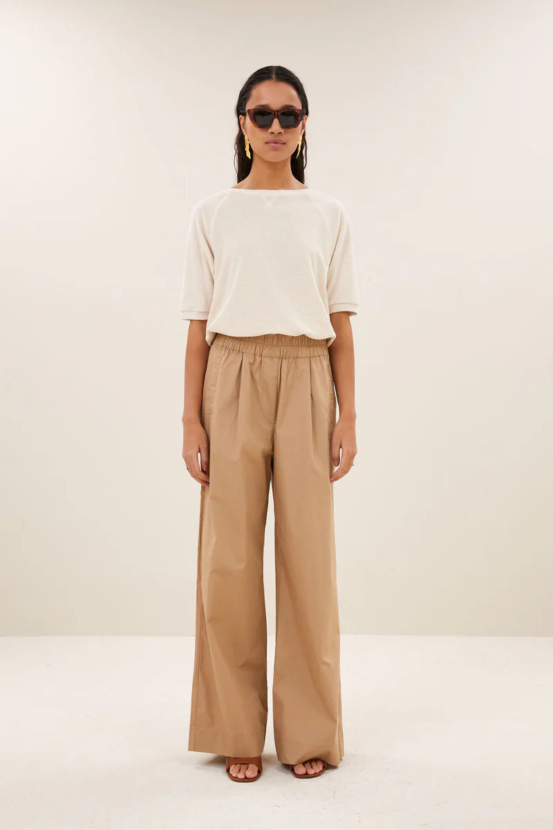 by-bar Benji poplin pants – Bruin-100% katoen-DAMES BROEKEN-Bruin