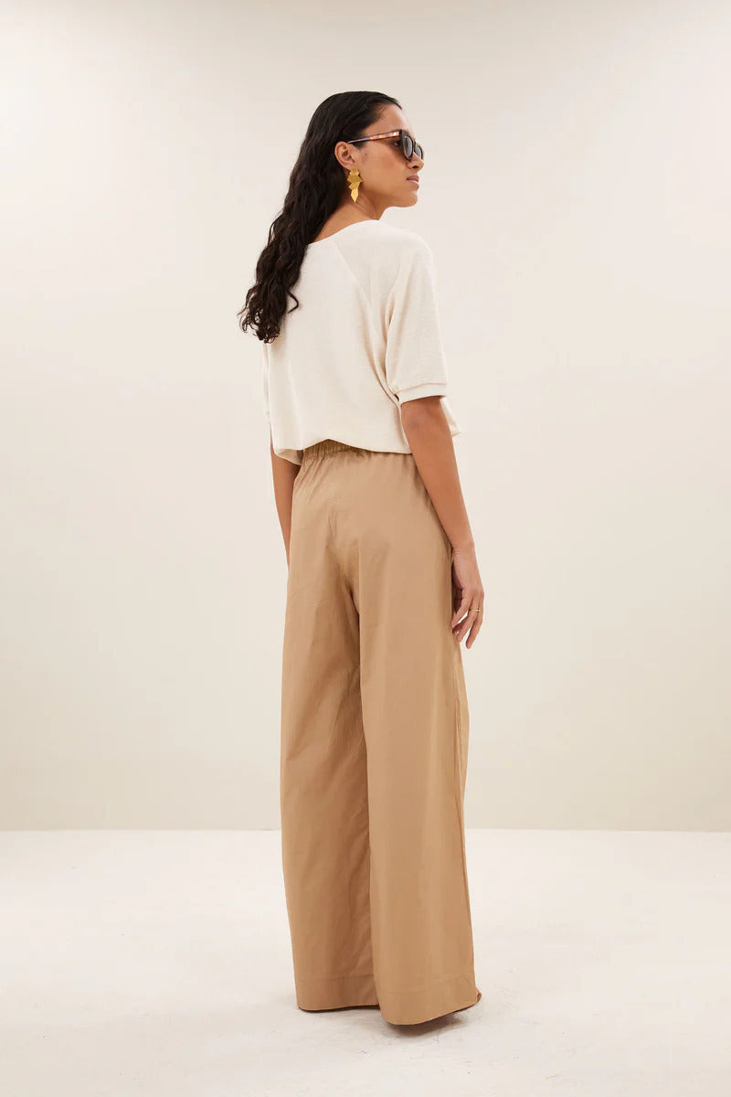 by-bar Benji poplin pants – Bruin-100% katoen-DAMES BROEKEN-Bruin