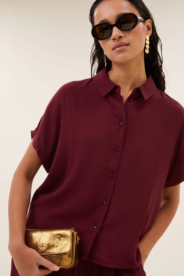 by-bar Blouse – Rood-100% viscose-DAMES TOPS & BLOUSES-Rood