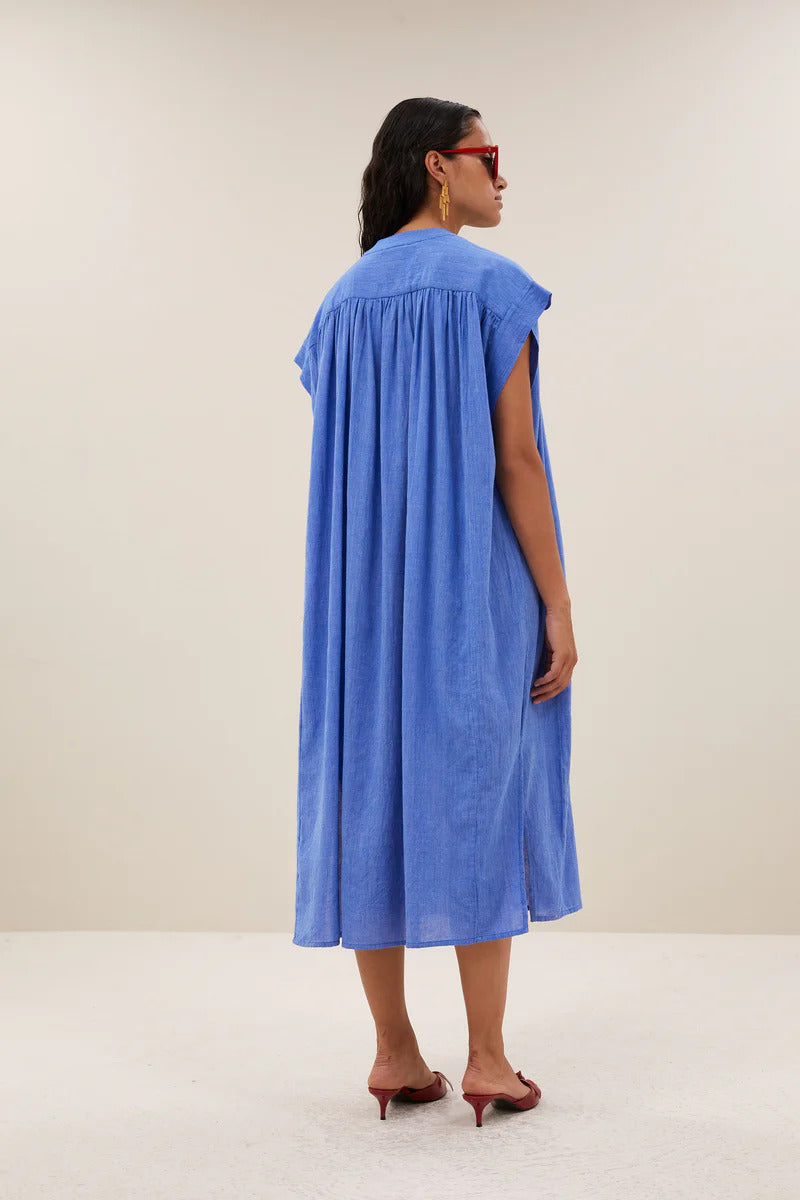 by-bar Bodin Athia Jurk – Sapphire Blue-100% katoen-DAMES JURKEN-Blauw
