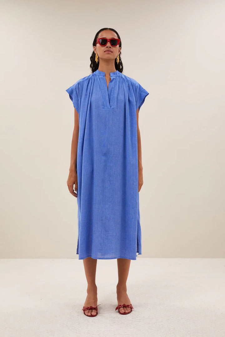 by-bar Bodin Athia Jurk – Sapphire Blue-100% katoen-DAMES JURKEN-Blauw