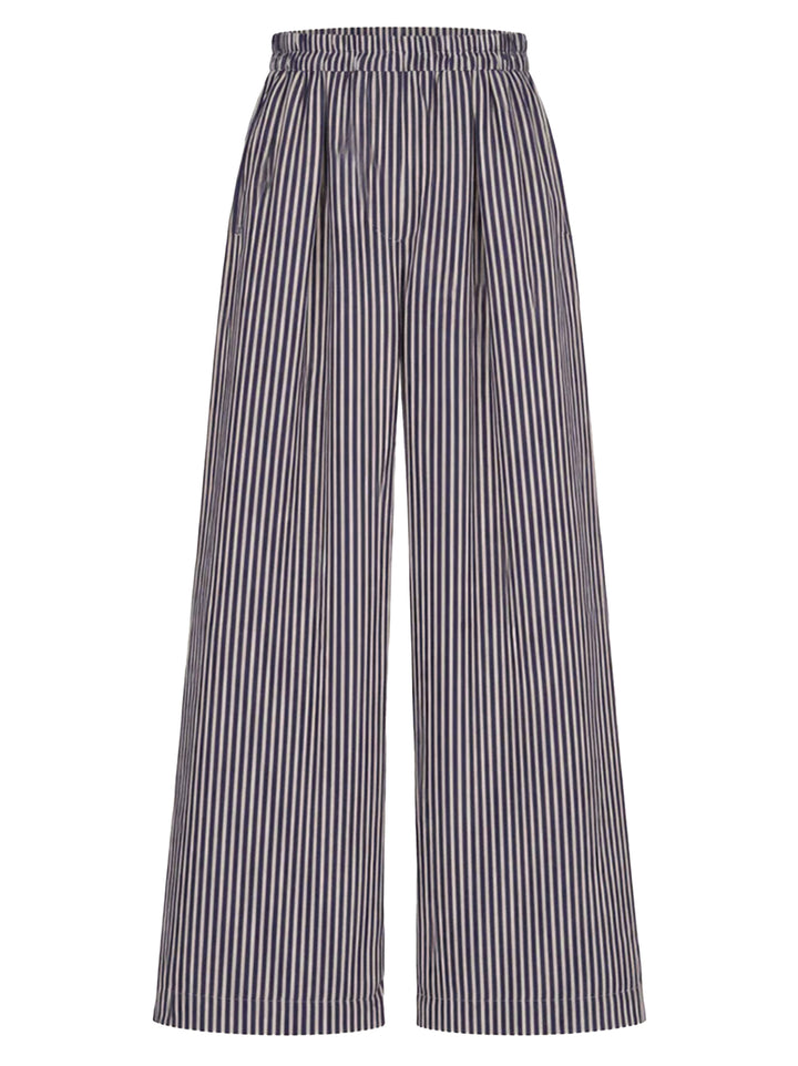 by-bar Celin Stripe Pants – Blauw-85% viscose, 15% polyamide-DAMES BROEKEN-Blauw