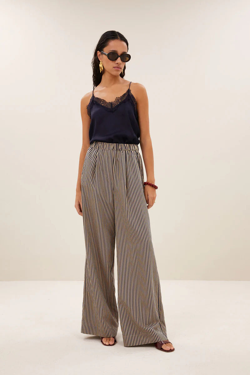 by-bar Celin Stripe Pants – Blauw-85% viscose, 15% polyamide-DAMES BROEKEN-Blauw