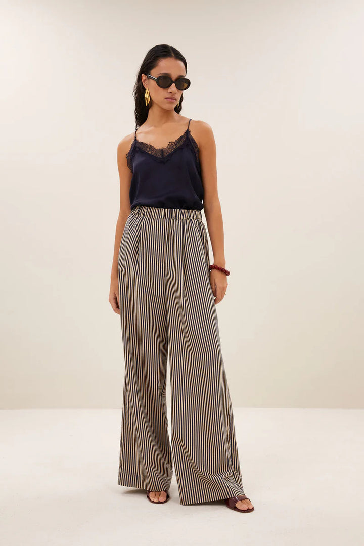 by-bar Celin Stripe Pants – Blauw-85% viscose, 15% polyamide-DAMES BROEKEN-Blauw