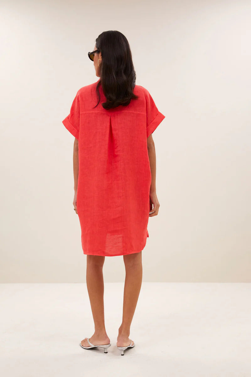 by-bar Hella Linnen Jurk – Lipstick-100% linnen-DAMES JURKEN-Rood