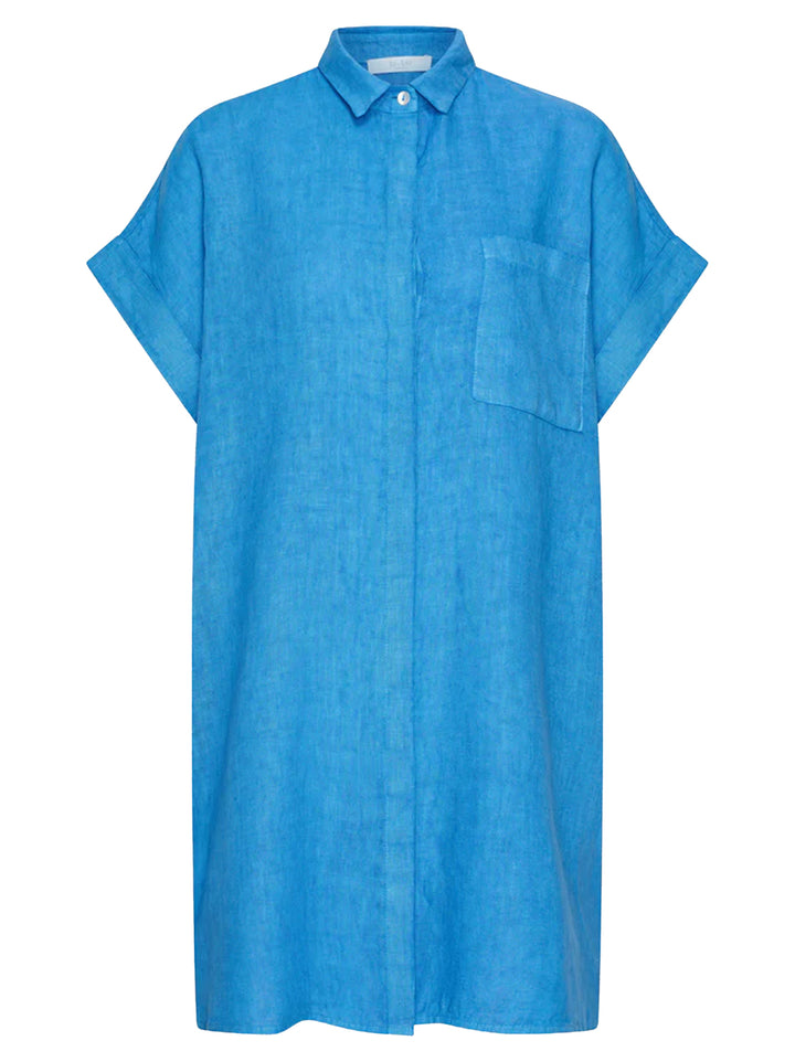  by-bar Hella Linnen Jurk – Regatta Blue-100% linnen-DAMES JURKEN-Blauw