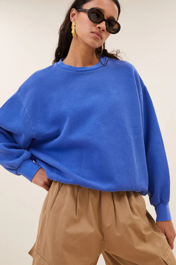 by-bar lili lucky sweater – Blauw-100% katoen-DAMES TRUIEN & VESTEN-Blauw