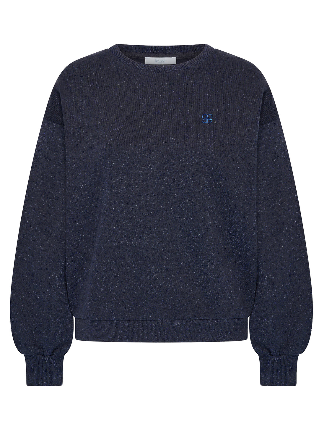 by-bar Lili Sparkle Sweater – Blauw-86% katoen, 7% polyamide, 7% metaalpoyester-DAMES TRUIEN & VESTEN-Blauw