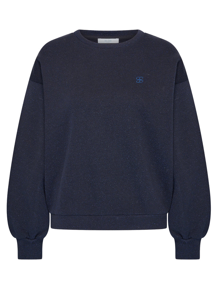 by-bar Lili Sparkle Sweater – Blauw-86% katoen, 7% polyamide, 7% metaalpoyester-DAMES TRUIEN & VESTEN-Blauw