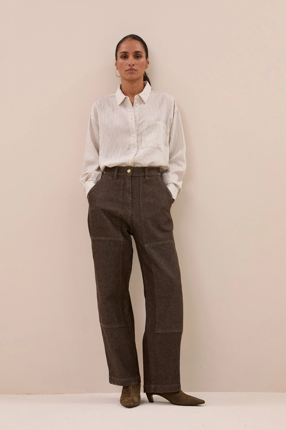 by-bar Lise Thin Stripe Blouse – Zwart-81% viscose, 19% polyamide-DAMES TOPS & BLOUSES-Zwart