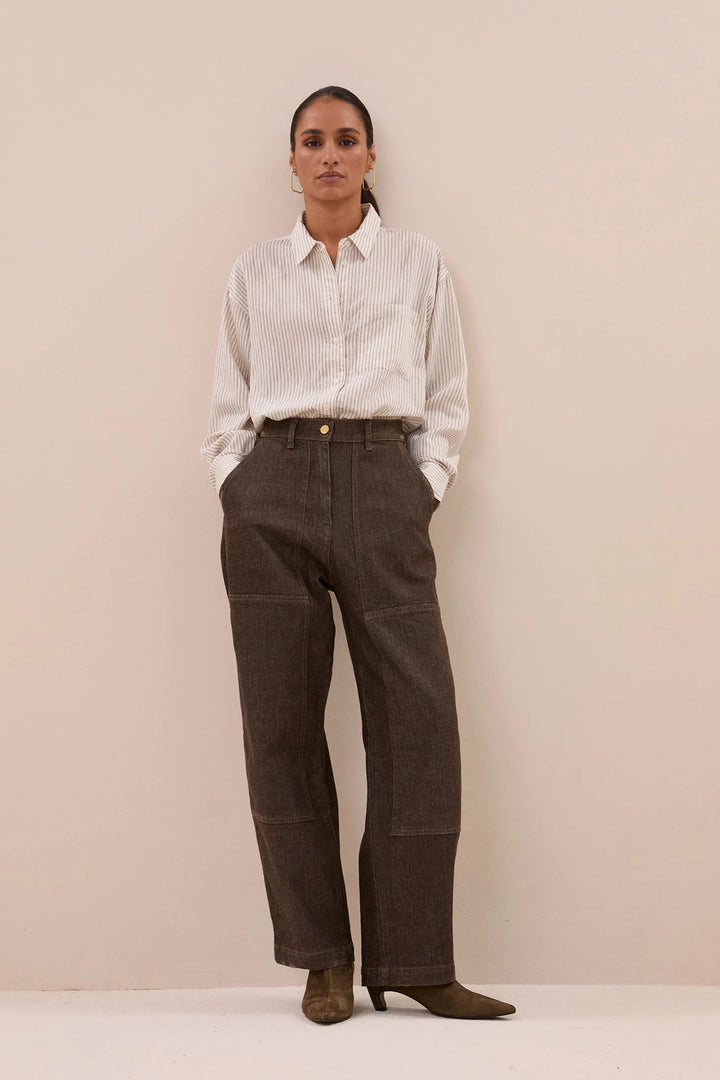 by-bar Lise Thin Stripe Blouse – Zwart-81% viscose, 19% polyamide-DAMES TOPS & BLOUSES-Zwart