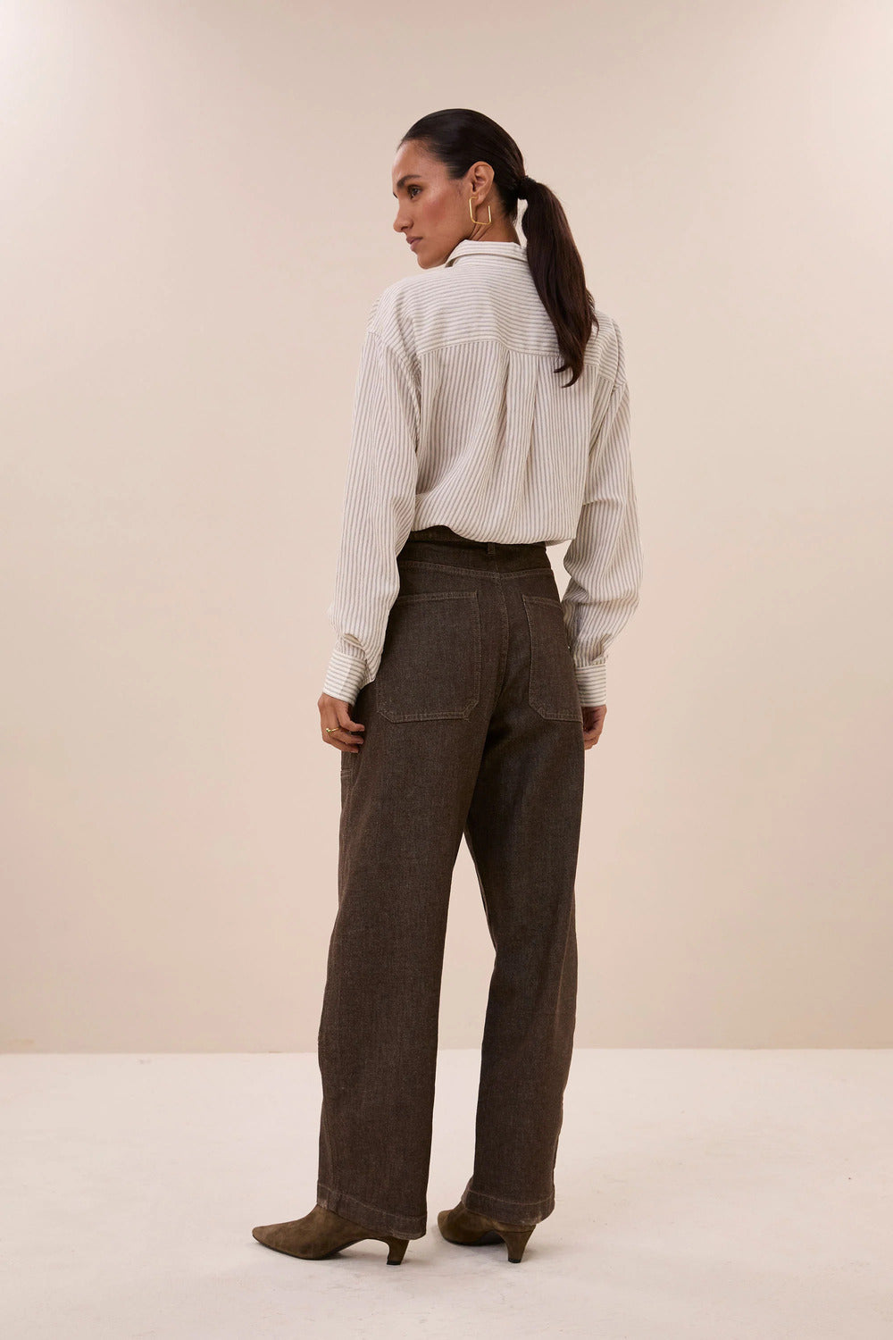 by-bar Lise Thin Stripe Blouse – Zwart-81% viscose, 19% polyamide-DAMES TOPS & BLOUSES-Zwart