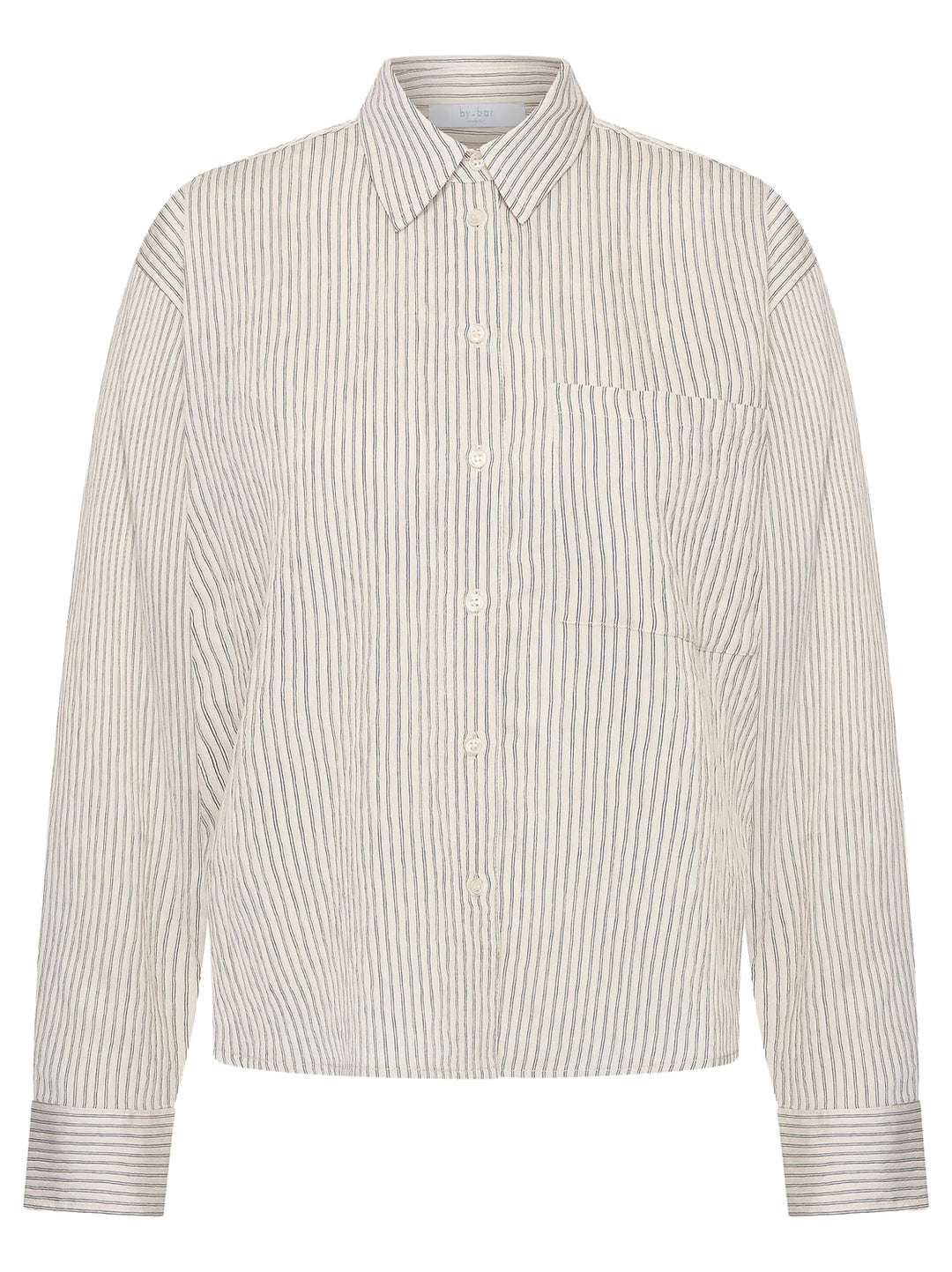 by-bar Lise Thin Stripe Blouse – Zwart-81% viscose, 19% polyamide-DAMES TOPS & BLOUSES-Zwart