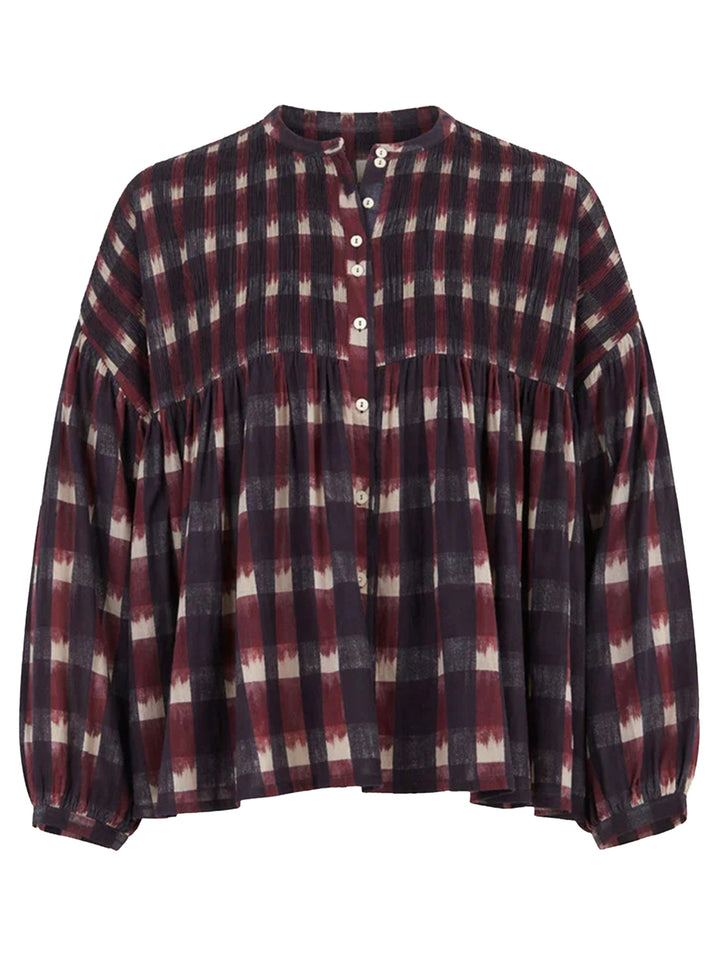 by-bar Mine Ikat Blouse – Rood-100% katoen-DAMES TOPS & BLOUSES-Rood