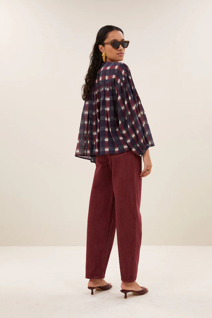 by-bar Mine Ikat Blouse – Rood-100% katoen-DAMES TOPS & BLOUSES-Rood