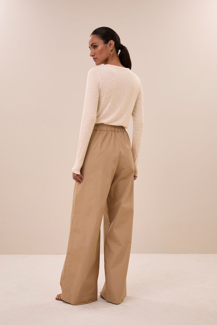 by-bar Moky Top met Lange Mouwen – Beige-50% viscose, 35% polyester, 15% linnen-DAMES TOPS & BLOUSES-Beige