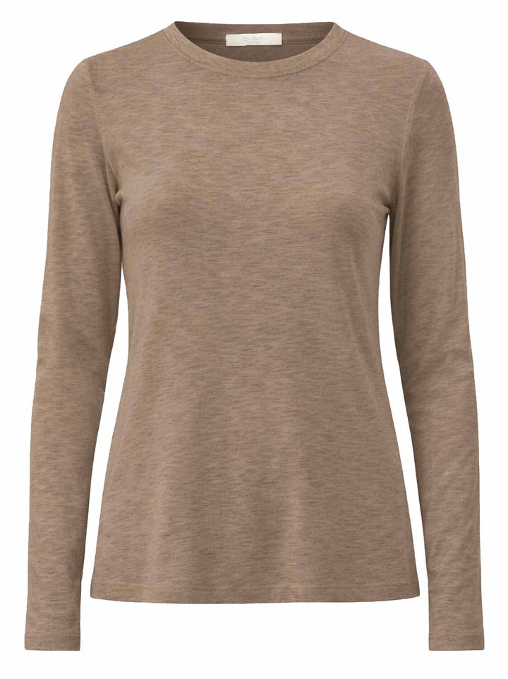 by-bar Moky Top met Lange Mouwen – Bruin-50% viscose, 35% polyester, 15% linnen-DAMES TOPS & BLOUSES-Bruin
