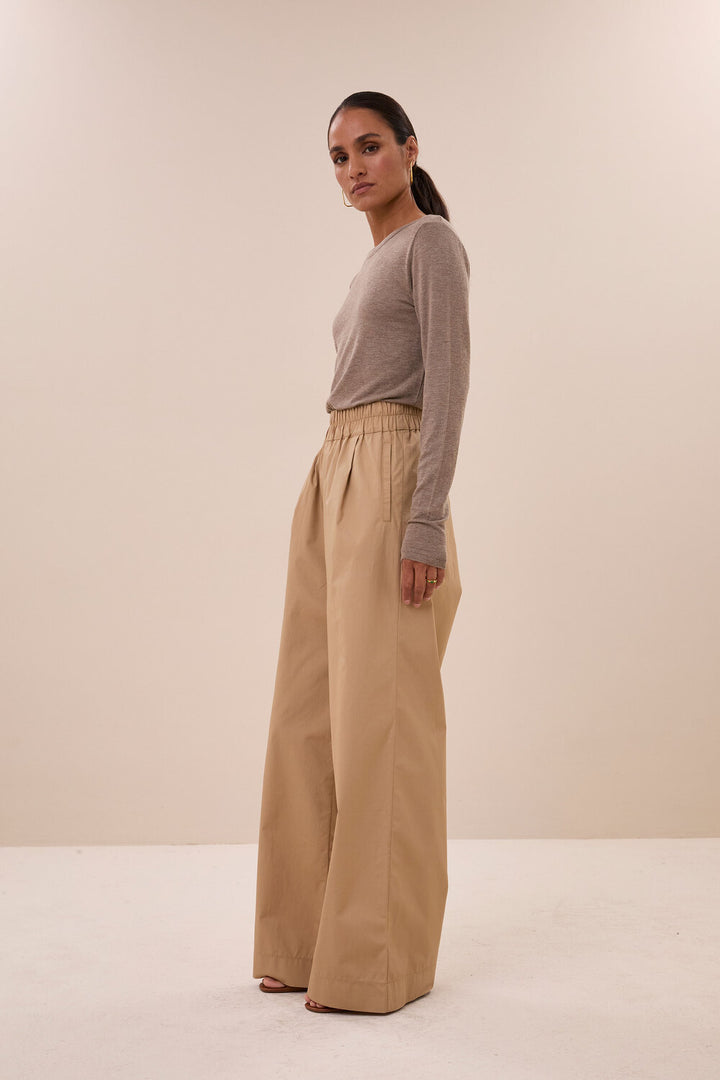 by-bar Moky Top met Lange Mouwen – Bruin-50% viscose, 35% polyester, 15% linnen-DAMES TOPS & BLOUSES-Bruin