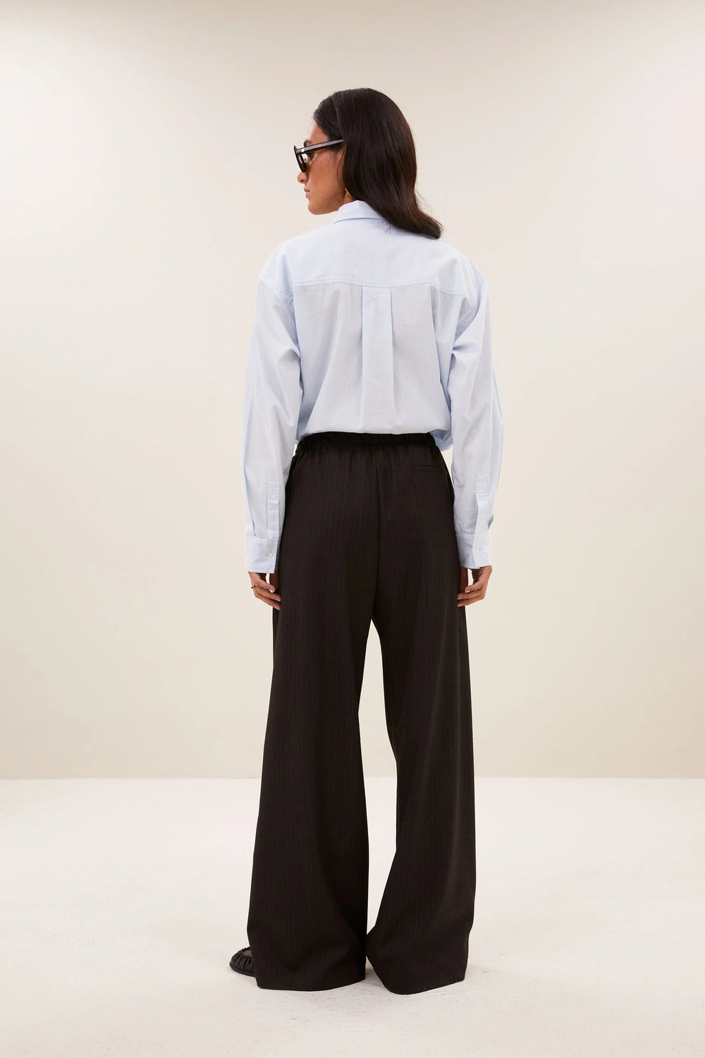 by-bar Pelle Pinstripe Pantalon – Bruin-65% polyester, 32% viscose, 3% elasthaan-DAMES BROEKEN-Bruin