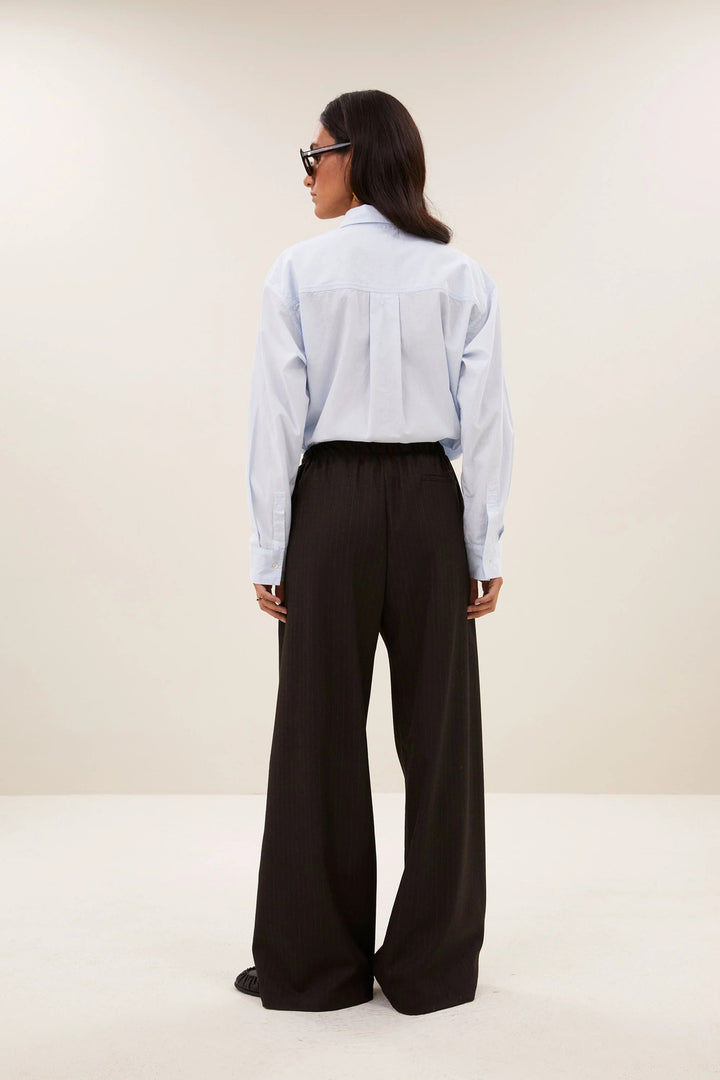 by-bar Pelle Pinstripe Pantalon – Bruin-65% polyester, 32% viscose, 3% elasthaan-DAMES BROEKEN-Bruin