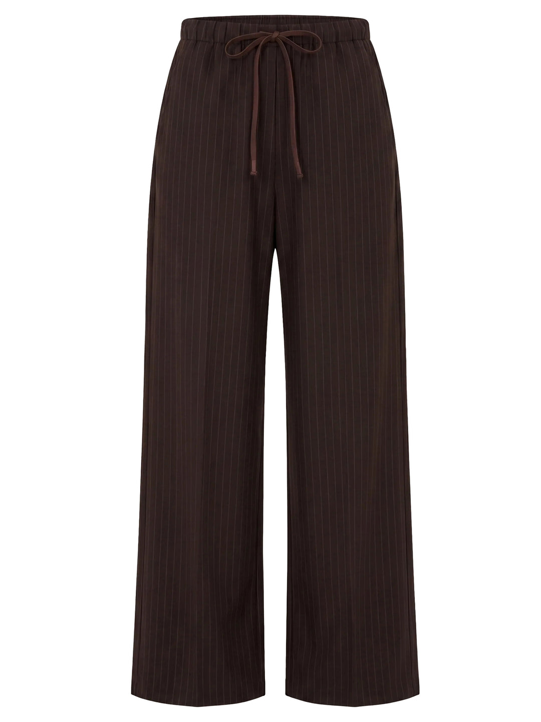 by-bar Pelle Pinstripe Pantalon – Bruin-65% polyester, 32% viscose, 3% elasthaan-DAMES BROEKEN-Bruin