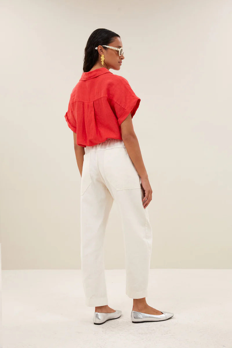 by-bar Rose Linnen Blouse – Lipstick-100% linnen-DAMES TOPS & BLOUSES-Rood