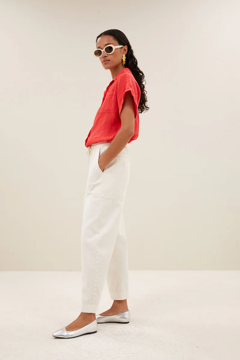 by-bar Rose Linnen Blouse – Lipstick-100% linnen-DAMES TOPS & BLOUSES-Rood
