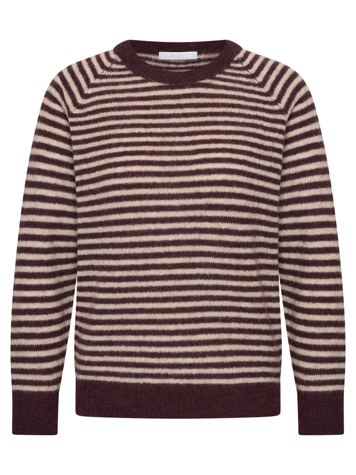 by-bar Sally Stripe Trui – Rood-50% alpaca, 28% polyamide, 22% lamswol-DAMES TRUIEN & VESTEN-Rood