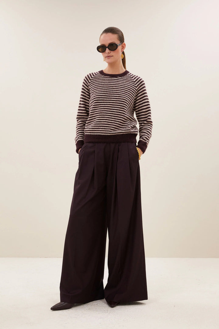 by-bar Sally Stripe Trui – Rood-50% alpaca, 28% polyamide, 22% lamswol-DAMES TRUIEN & VESTEN-Rood