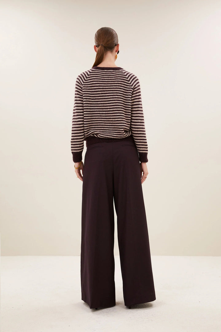 by-bar Sally Stripe Trui – Rood-50% alpaca, 28% polyamide, 22% lamswol-DAMES TRUIEN & VESTEN-Rood