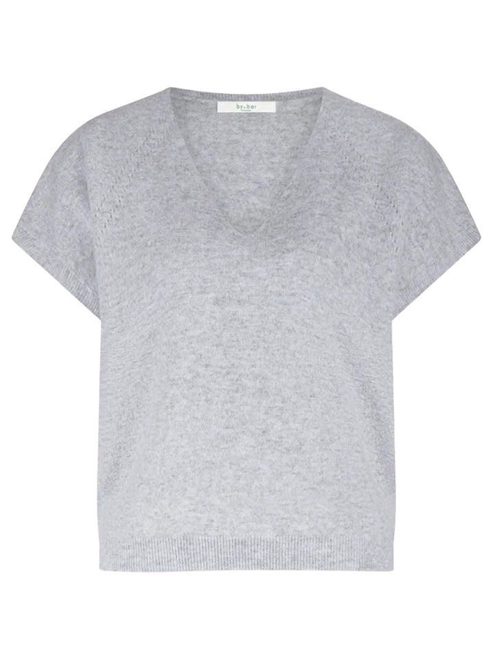 by-bar sil v-neck pullover – Grijs-100% merino wol-DAMES TRUIEN & VESTEN-Grijs