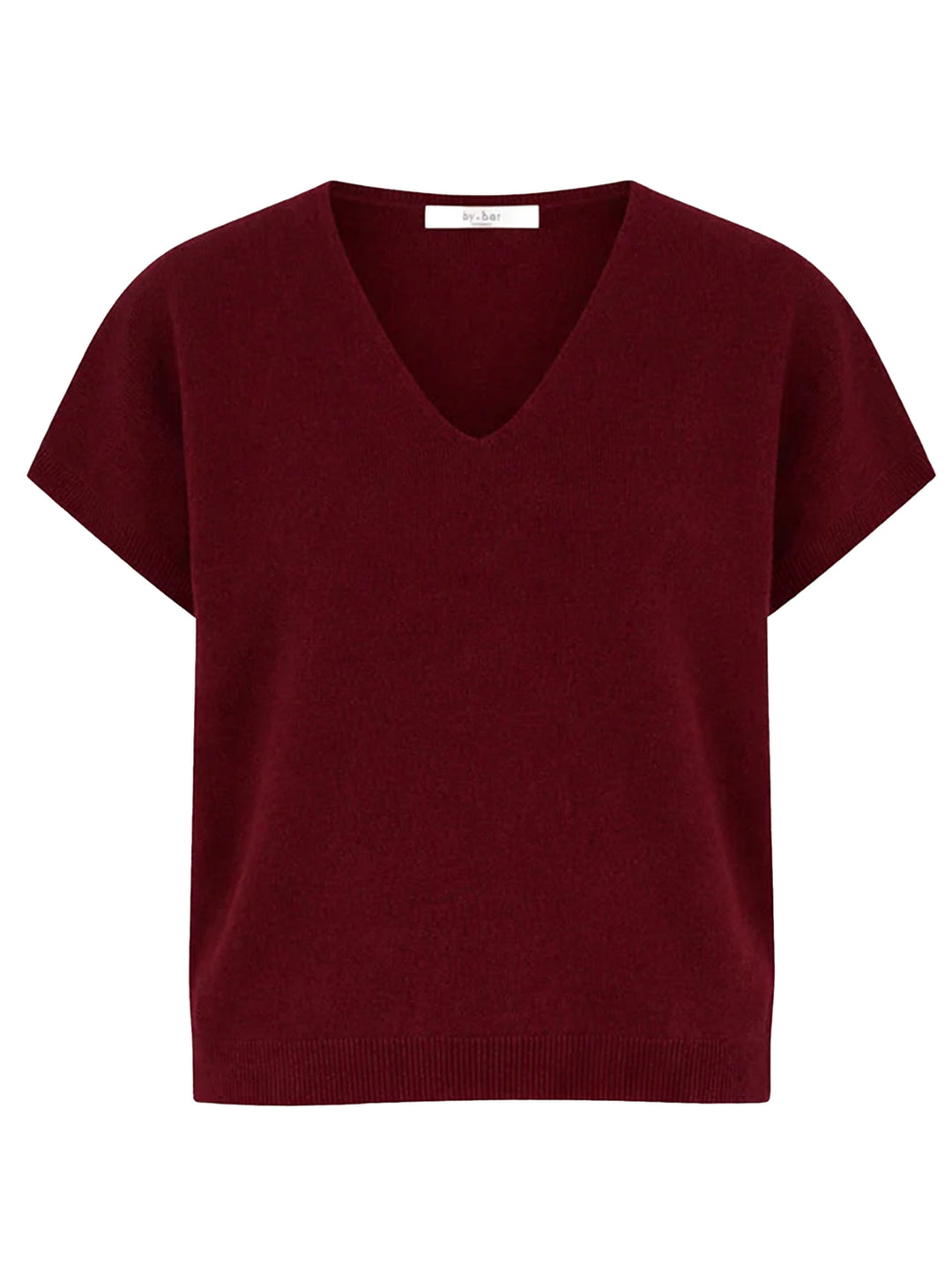 by-bar sil v-neck pullover – Rood-100% merino wol-DAMES TRUIEN & VESTEN-Rood