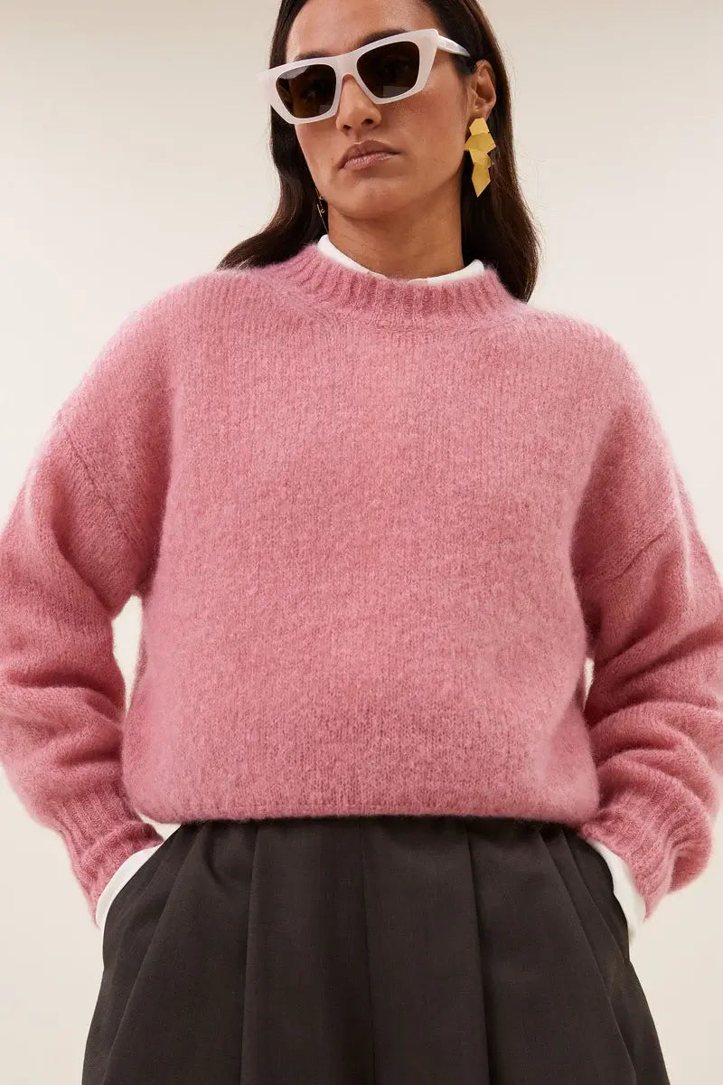 by-bar Sonny Pullover – Roze-82% mohair, 16% polyamide, 2% elastaan-DAMES TRUIEN & VESTEN-Roze