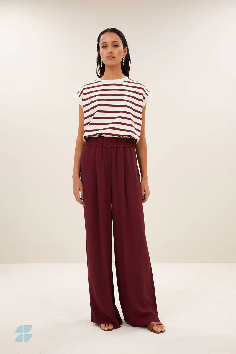 by-bar Tobi Stripe T-shirt – Rood-100% katoen-DAMES TOPS & BLOUSES-Rood