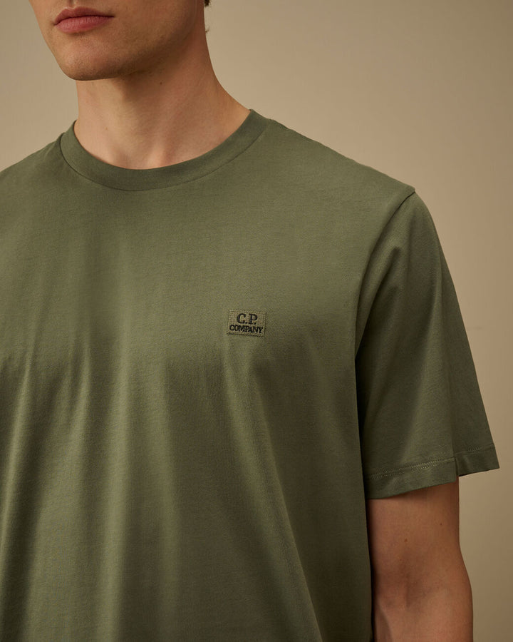 C.P. Company 30/1 Jersey Logo Patch T-Shirt -Groen-100% katoen-HEREN POLO'S & T-SHIRTS-Groen