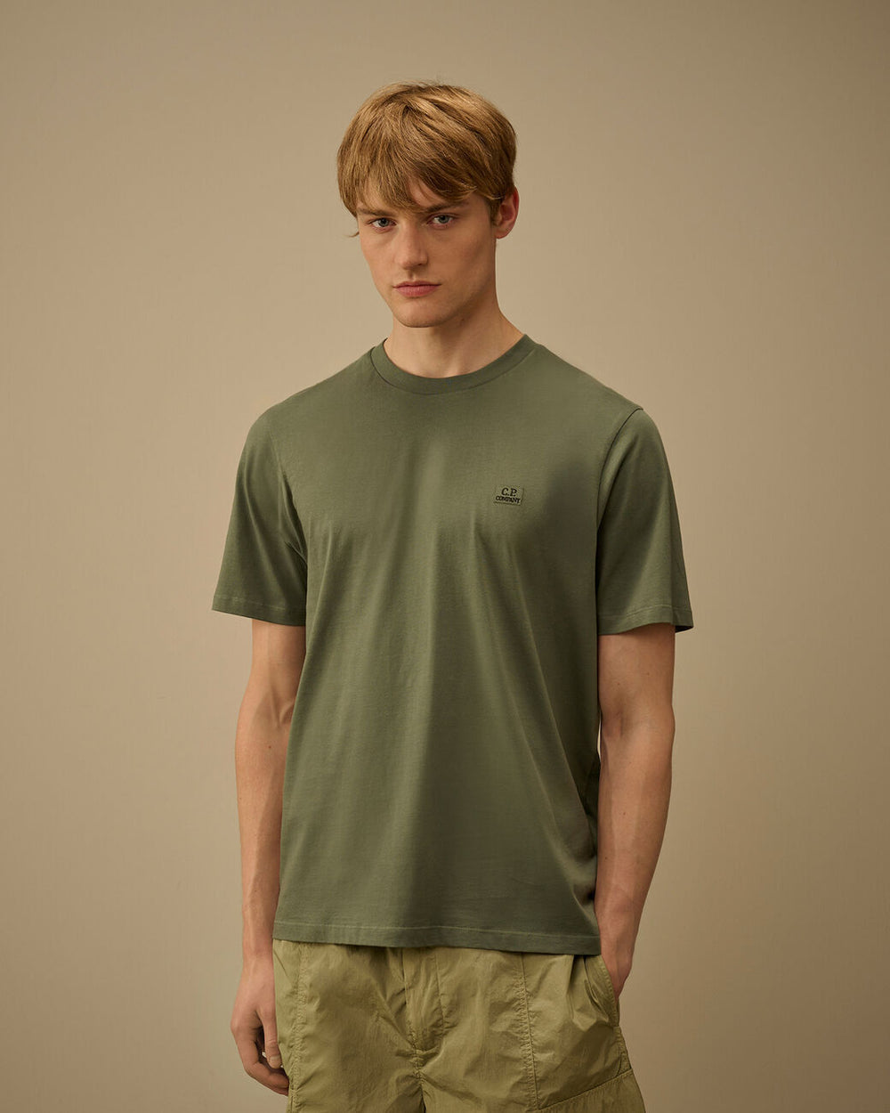 C.P. Company 30/1 Jersey Logo Patch T-Shirt -Groen-100% katoen-HEREN POLO'S & T-SHIRTS-Groen