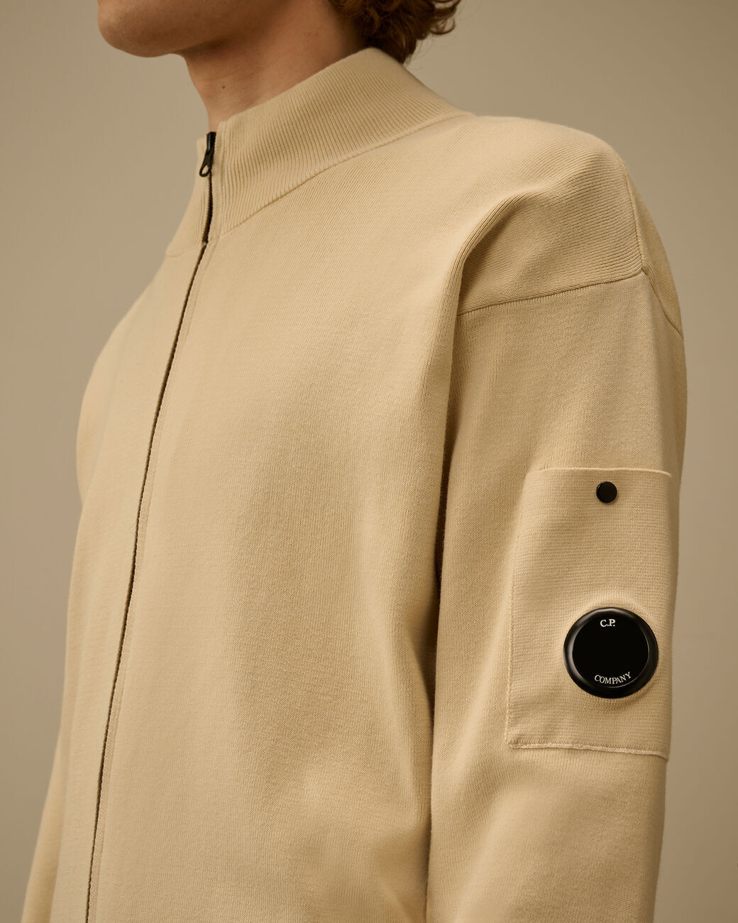 C.P. Company Cotton Sea Island Zipped Lens Vest-100% katoen-HEREN TRUIEN & VESTEN-Beige
