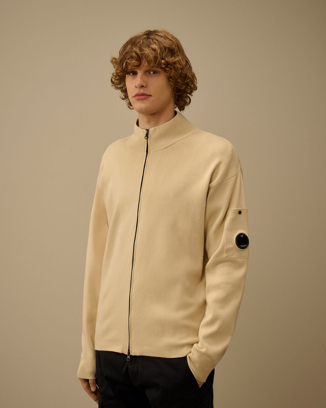 C.P. Company Cotton Sea Island Zipped Lens Vest-100% katoen-HEREN TRUIEN & VESTEN-Beige