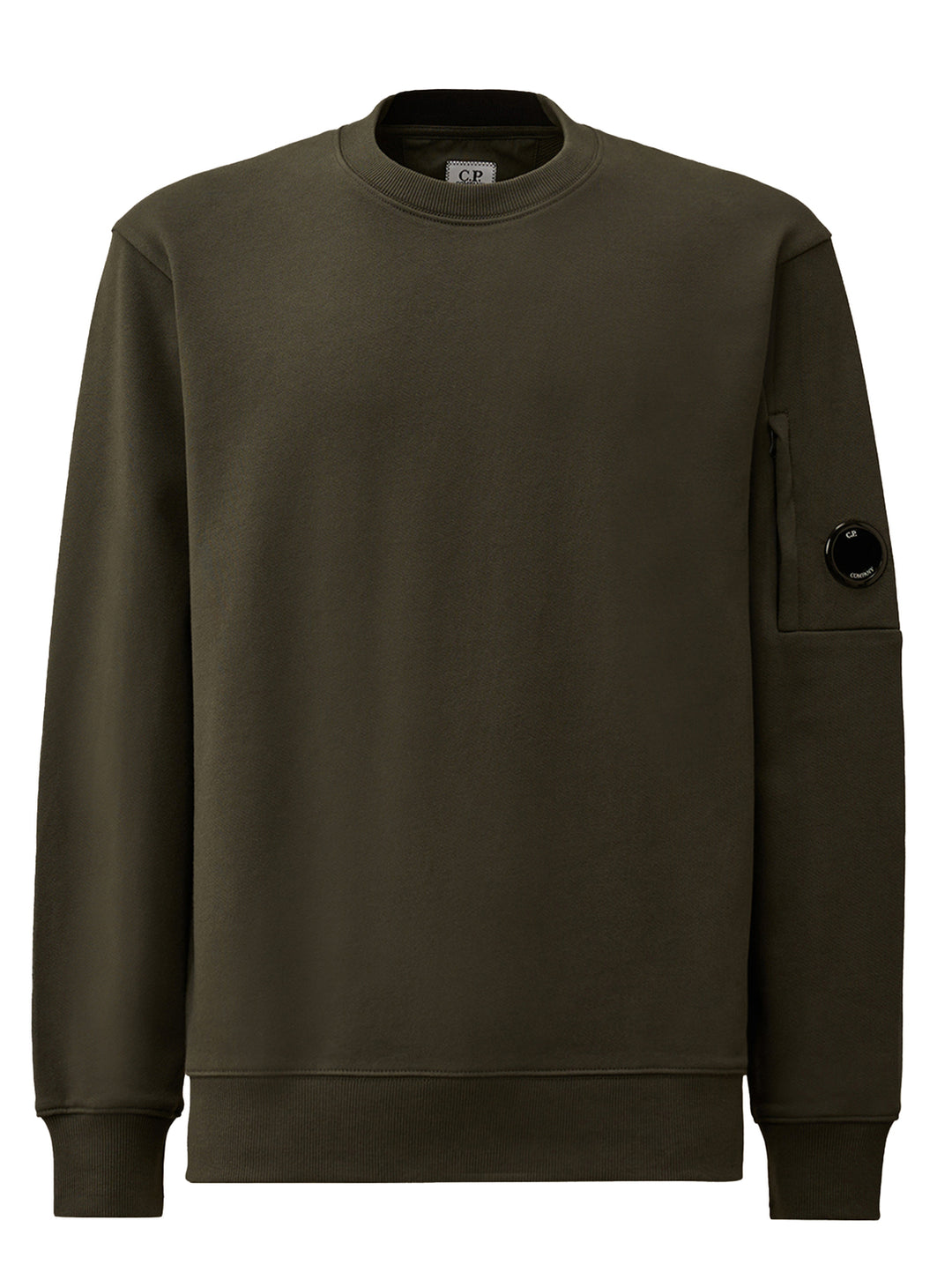 C.P. Company Diagonal Raised Fleece Crewneck Lens -100% katoen-HEREN TRUIEN & VESTEN-Groen