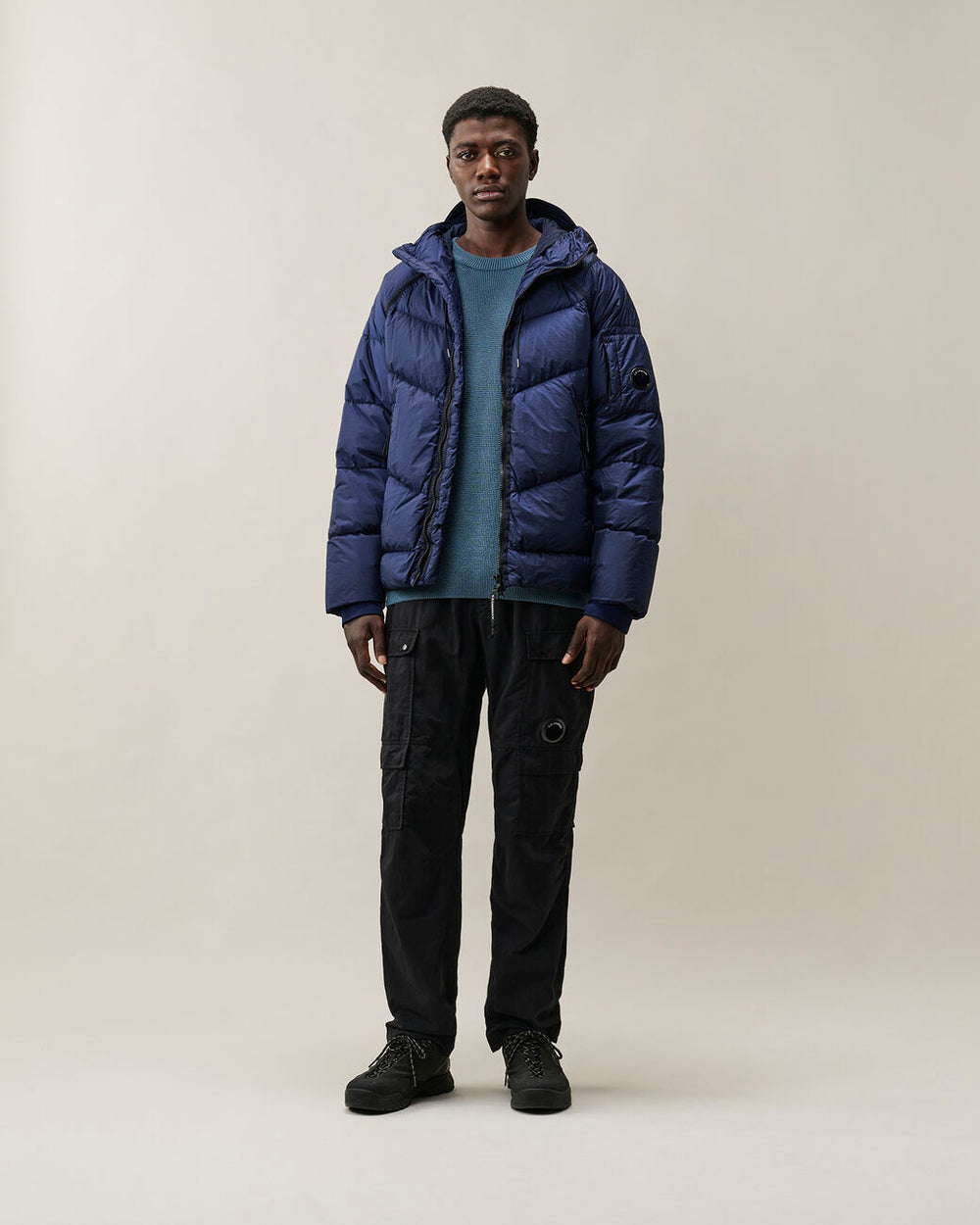 C.P. Company Down Shield Hooded Jacket – Blauw-100% polyamide<br />Vulling: 95% eenden dons, 5% veren-HEREN JASSEN & JACK