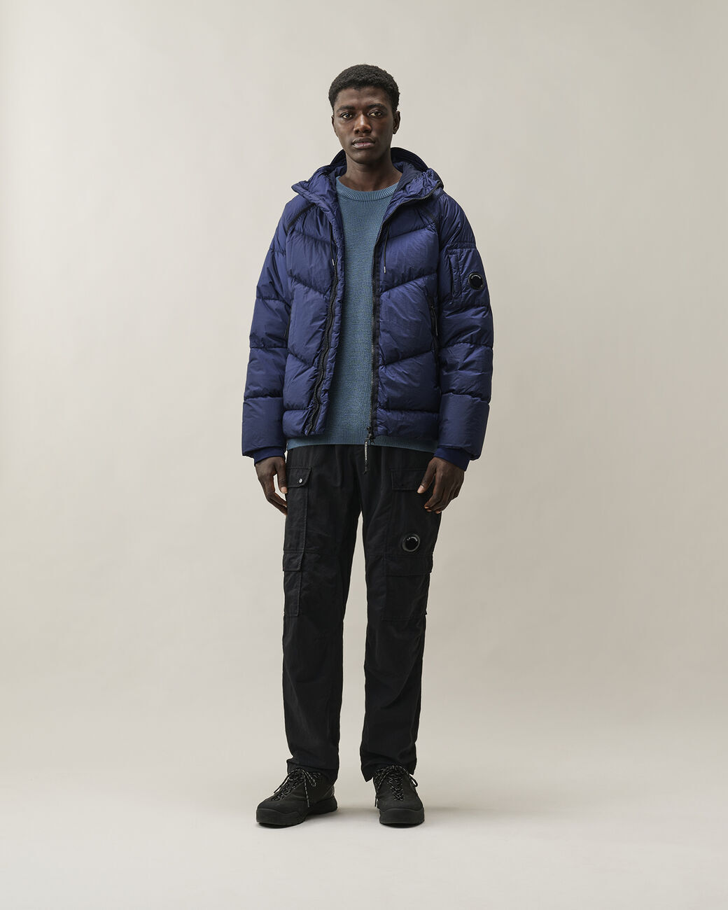 C.P. Company Down Shield Hooded Jacket – Blauw-100% polyamide<br />Vulling: 95% eenden dons, 5% veren-HEREN JASSEN & JACK