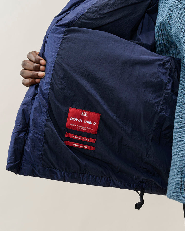 C.P. Company Down Shield Hooded Jacket – Blauw-100% polyamide<br />Vulling: 95% eenden dons, 5% veren-HEREN JASSEN & JACK