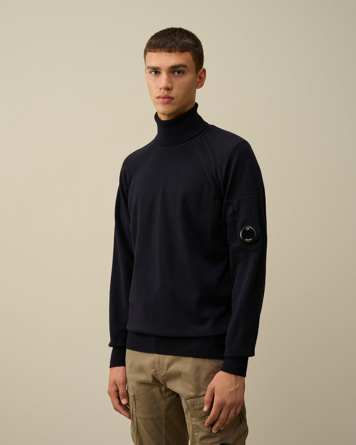 C.P. Company extra fijne merinowol coltrui-Buitenstof: 88% Scheerwol, 12% Polyester-HEREN TRUIEN & VESTEN-Blauw