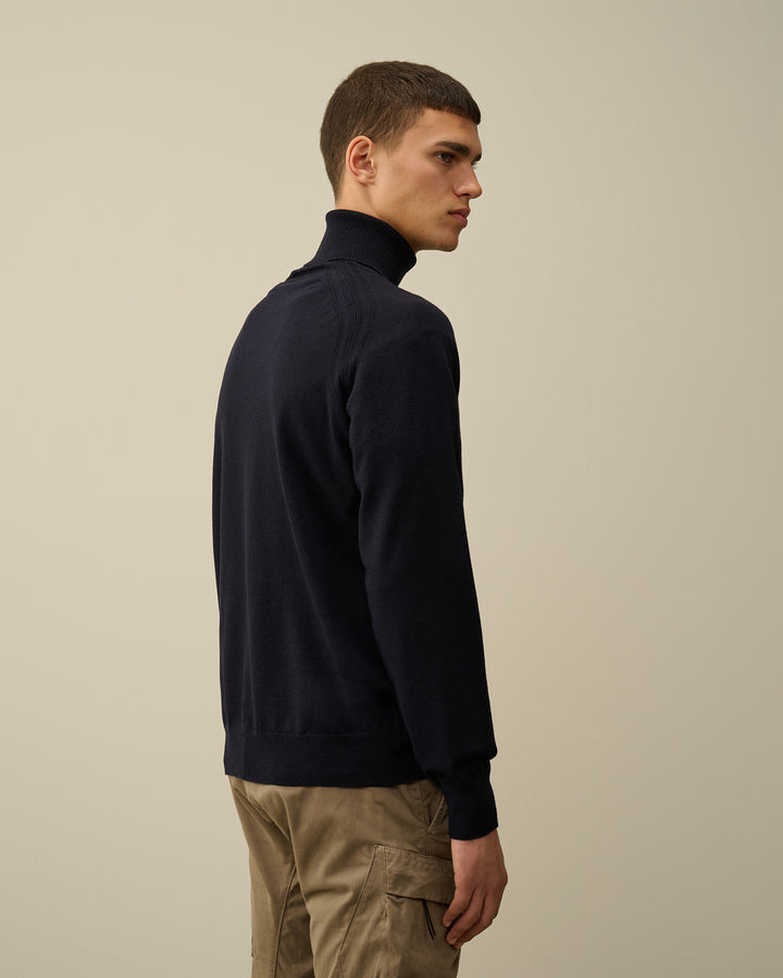 C.P. Company extra fijne merinowol coltrui-Buitenstof: 88% Scheerwol, 12% Polyester-HEREN TRUIEN & VESTEN-Blauw