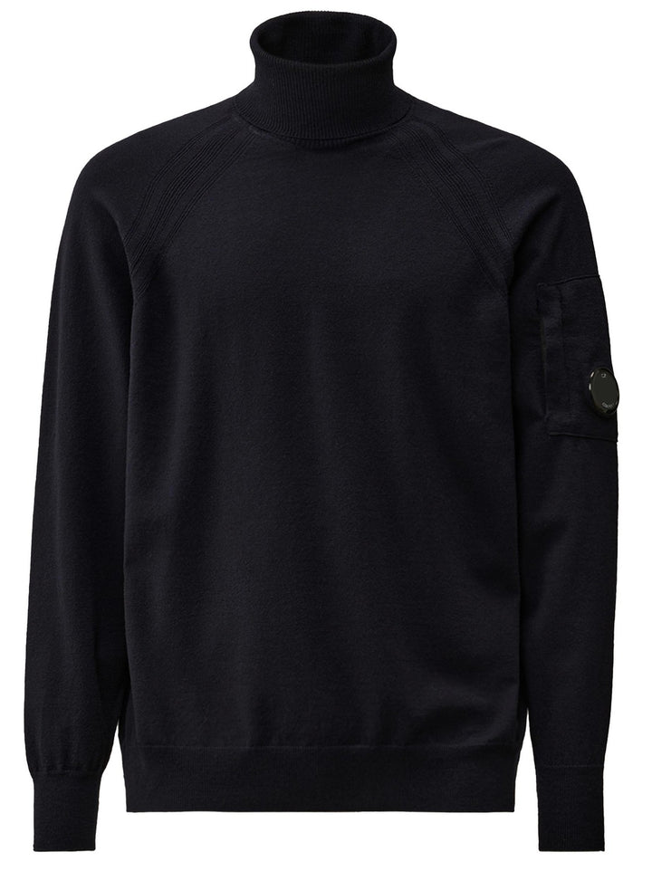 C.P. Company extra fijne merinowol coltrui-Buitenstof: 88% Scheerwol, 12% Polyester-HEREN TRUIEN & VESTEN-Blauw