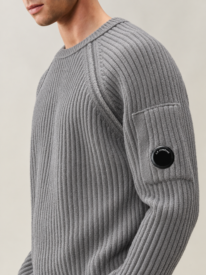 C.P. Company Fleece Knit Trui – Grijs-70% polyamide, 29% wol, 1% andere-HEREN TRUIEN & VESTEN-Grijs