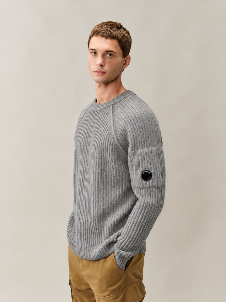 C.P. Company Fleece Knit Trui – Grijs-70% polyamide, 29% wol, 1% andere-HEREN TRUIEN & VESTEN-Grijs