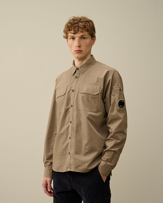 C.P. Company gabardine overshirt-- Buitenstof: 100% katoen-HEREN SHIRTS-Bruin